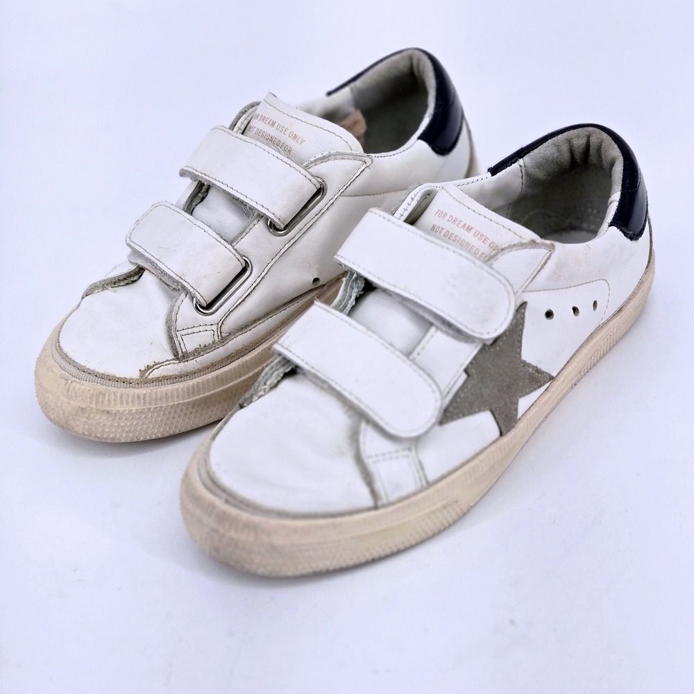Golden Goose Old School Toddler Sneakers White Leather Suede Star Velcro 26 9